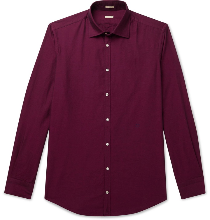 Photo: Massimo Alba - Slim-Fit Cotton-Twill Shirt - Burgundy