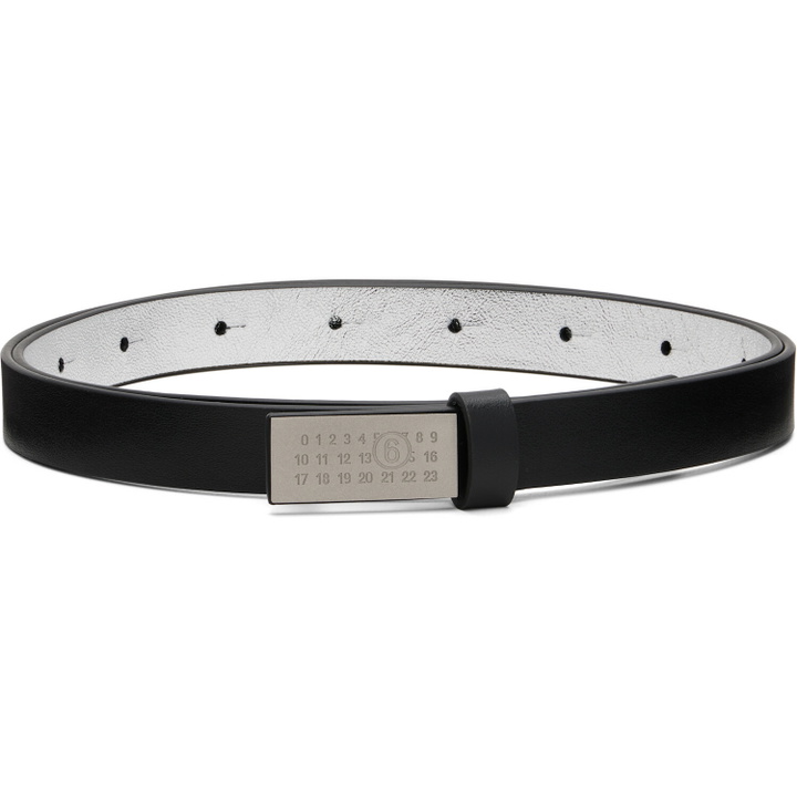 Photo: MM6 Maison Margiela Black Numeric Buckle Leather Belt