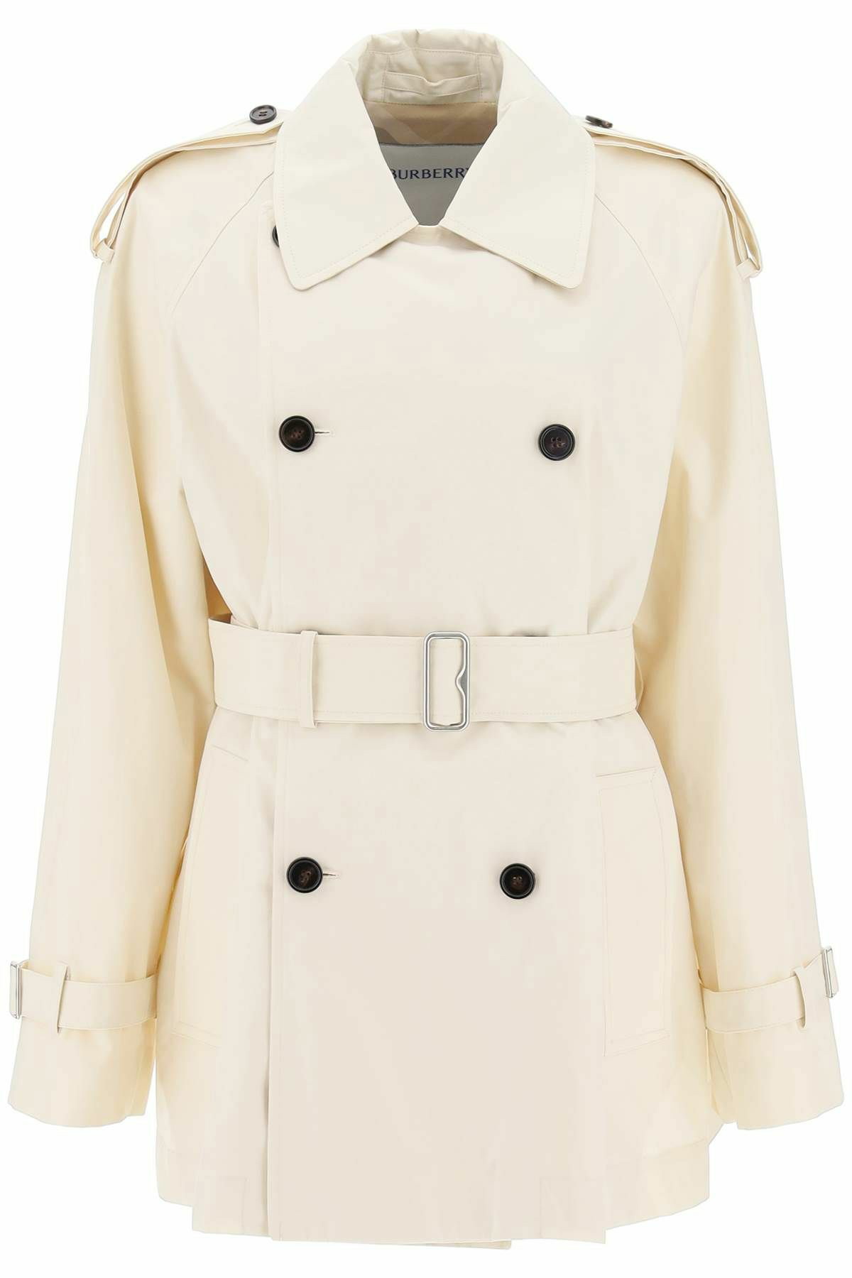 BURBERRY|COATS (Short Gabbardine Trench Coat (8083207)) BURBERRY short cotton gabardine trench coat White Burberry