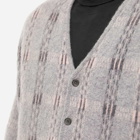 Beams Plus Men's Check Jacquard Mohair Cardigan in Grey