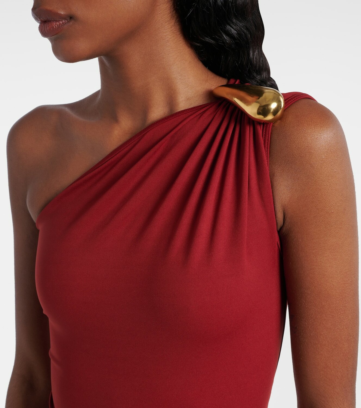Bottega Veneta Gathered one-shoulder swimsuit