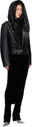 ALAÏA Black Hooded Biker Leather Jacket