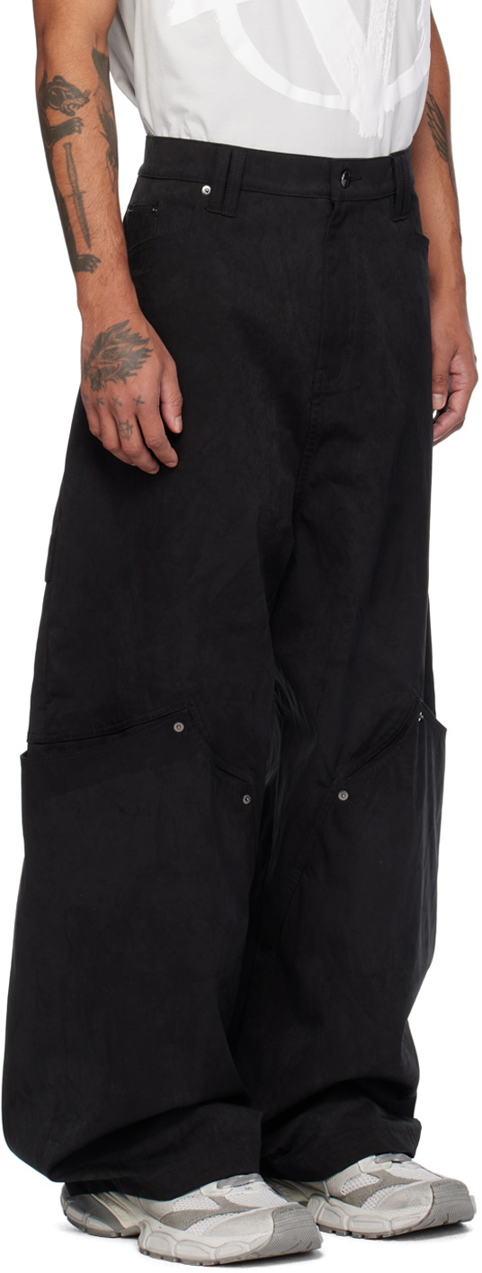 NAMESAKE Black Antonio Stained Faux-Suede Cargo Pants