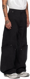 NAMESAKE Black Antonio Stained Faux-Suede Cargo Pants