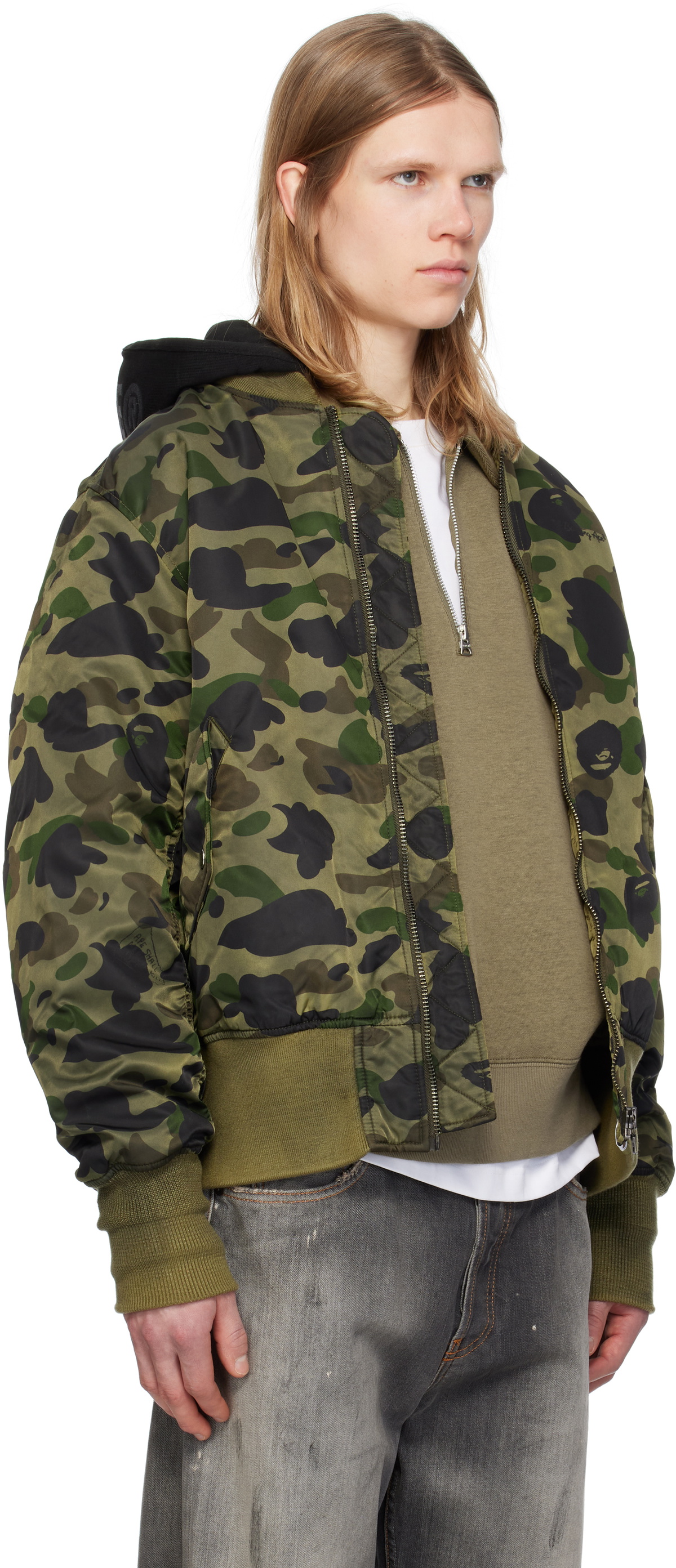 BAPE MA-1 フライトジャケット オリーブグリーン SHARK LOOSE FIT MA-1