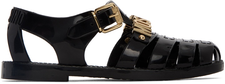 Photo: Moschino Black Jelly Lettering Sandals