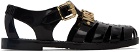 Moschino Black Jelly Lettering Sandals