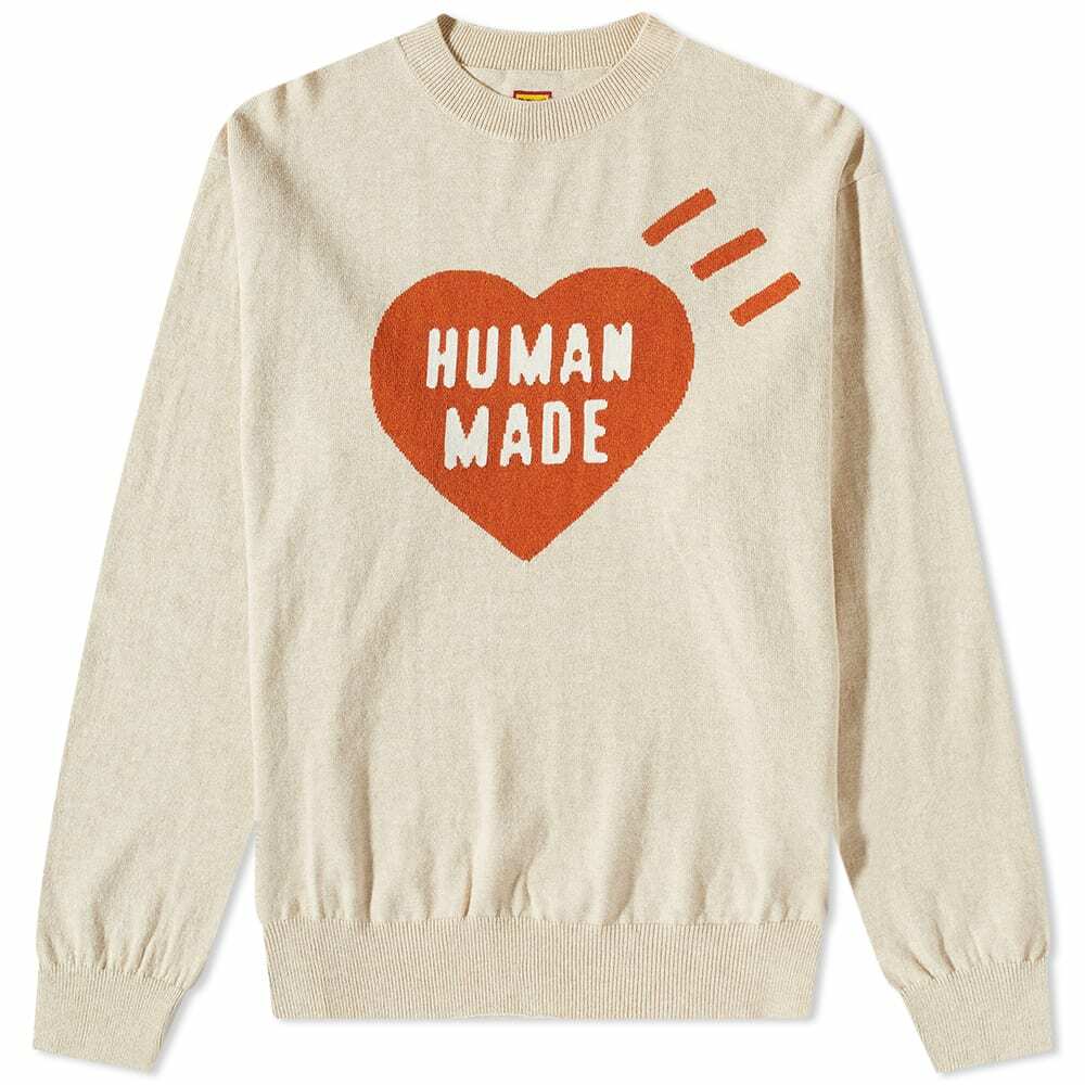 Human Made Men's Heart Knit in Beige Human Made