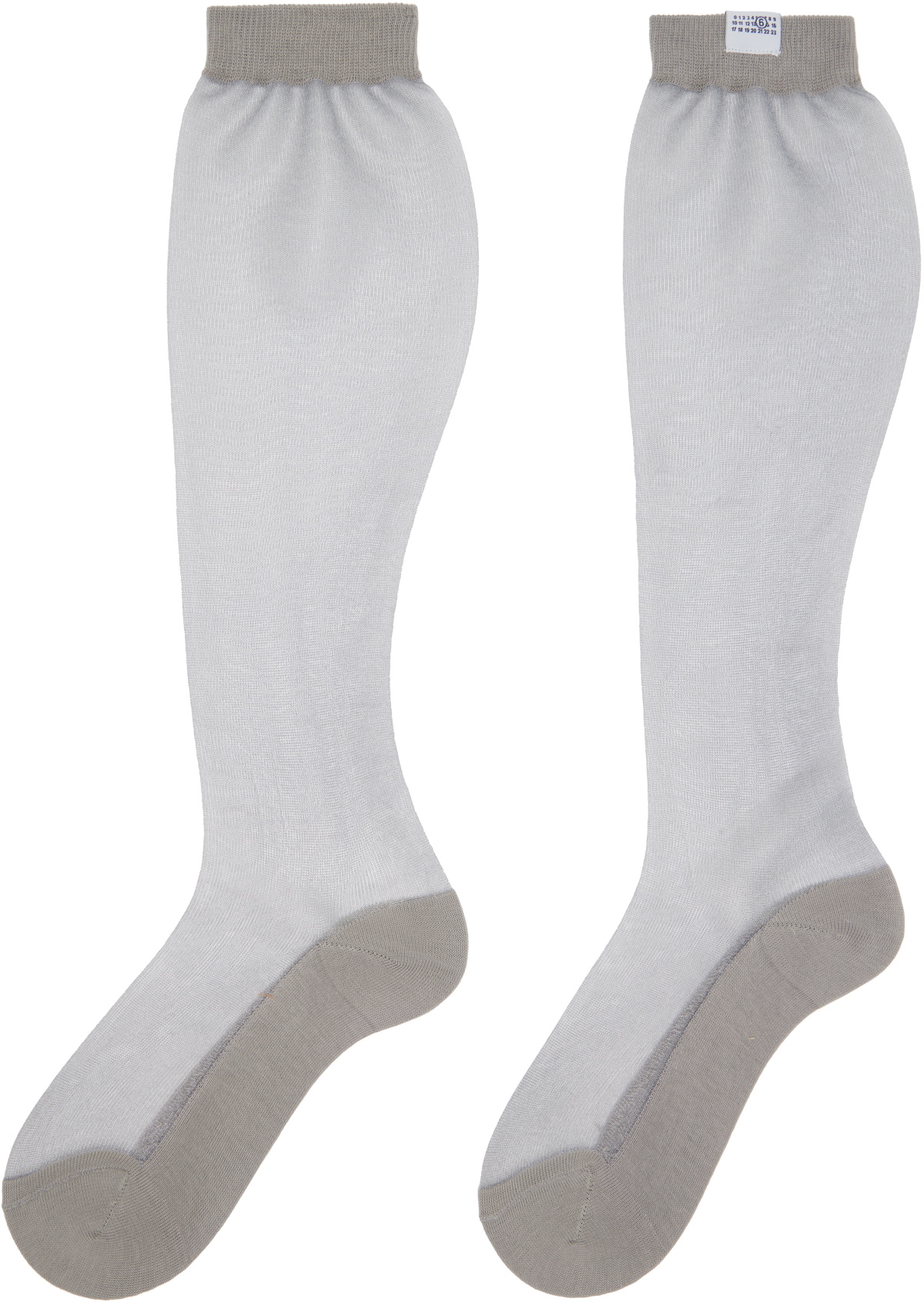 MM6 Maison Margiela Gray Sheer Knee-High Socks