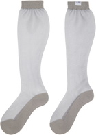 MM6 Maison Margiela Gray Sheer Knee-High Socks