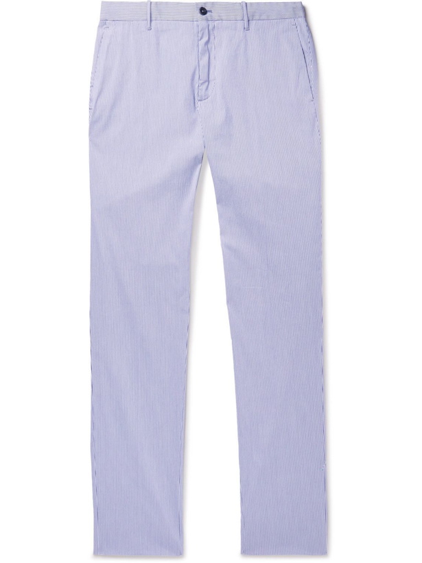 Photo: Incotex - Venezia 1951 Slim-Fit Striped Cotton-Blend Trousers - Blue