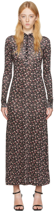 Photo: Palm Angels Black Floral Print Maxi Dress