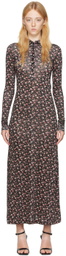 Palm Angels Black Floral Print Maxi Dress