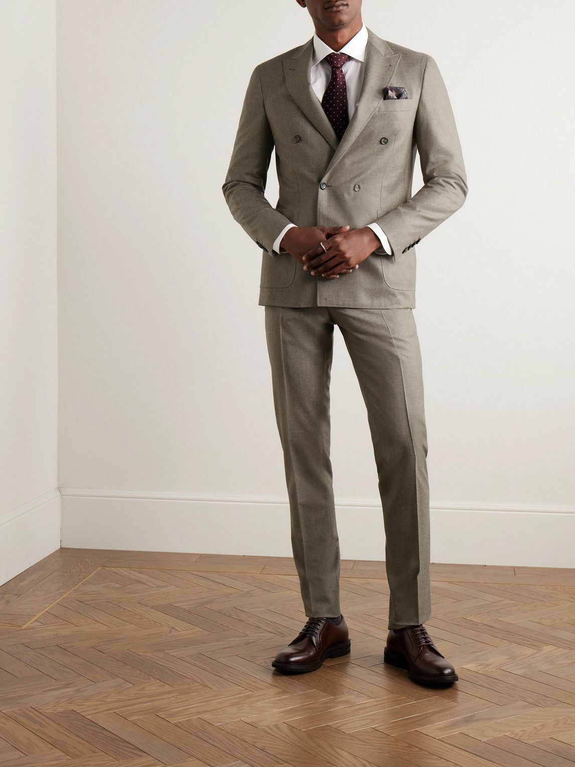 Canali - Kei Slim-Fit Wool-Flannel Suit Trousers - Brown