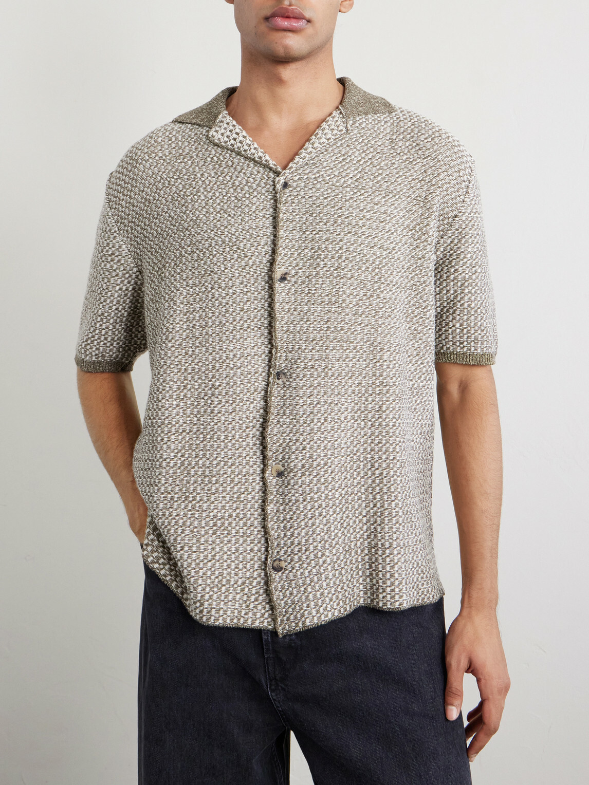 Inis Meáin - Tonnta Camp-Collar Linen, Cotton and Cashmere-Blend Shirt - Green