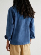 11.11/eleven eleven - Embroidered Organic Cotton Shirt - Blue