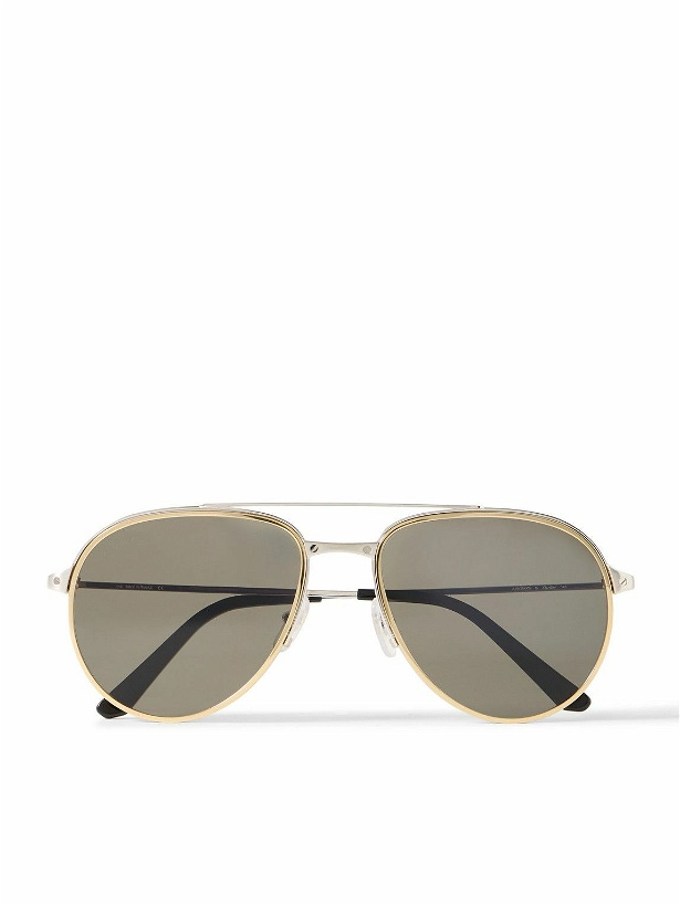 Photo: Cartier Eyewear - Santos Evolution Aviator-Style Gold and Silver-Tone Sunglasses