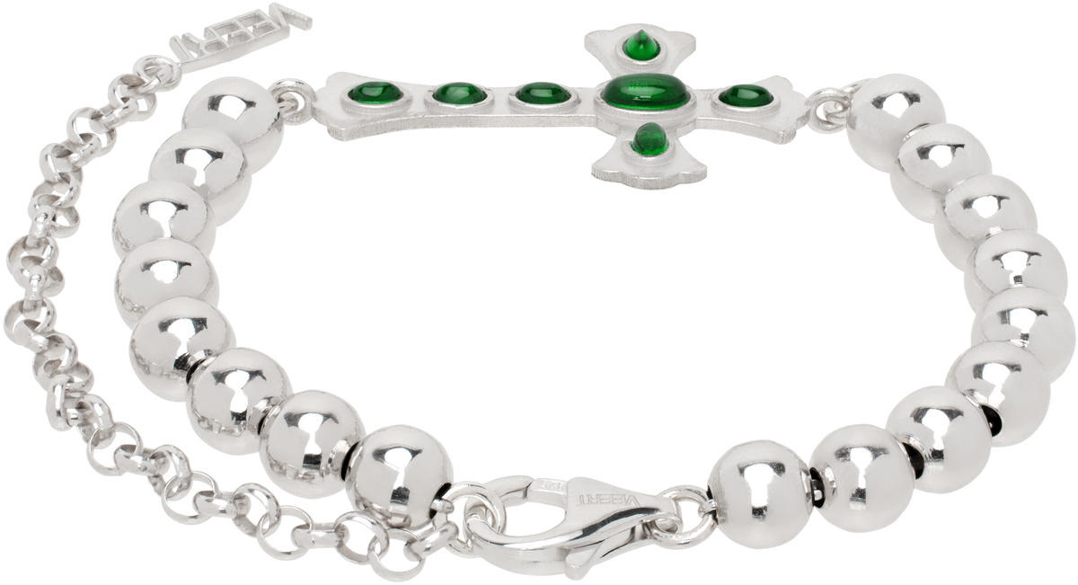 VEERT White Gold 'The Green Cross' Bracelet