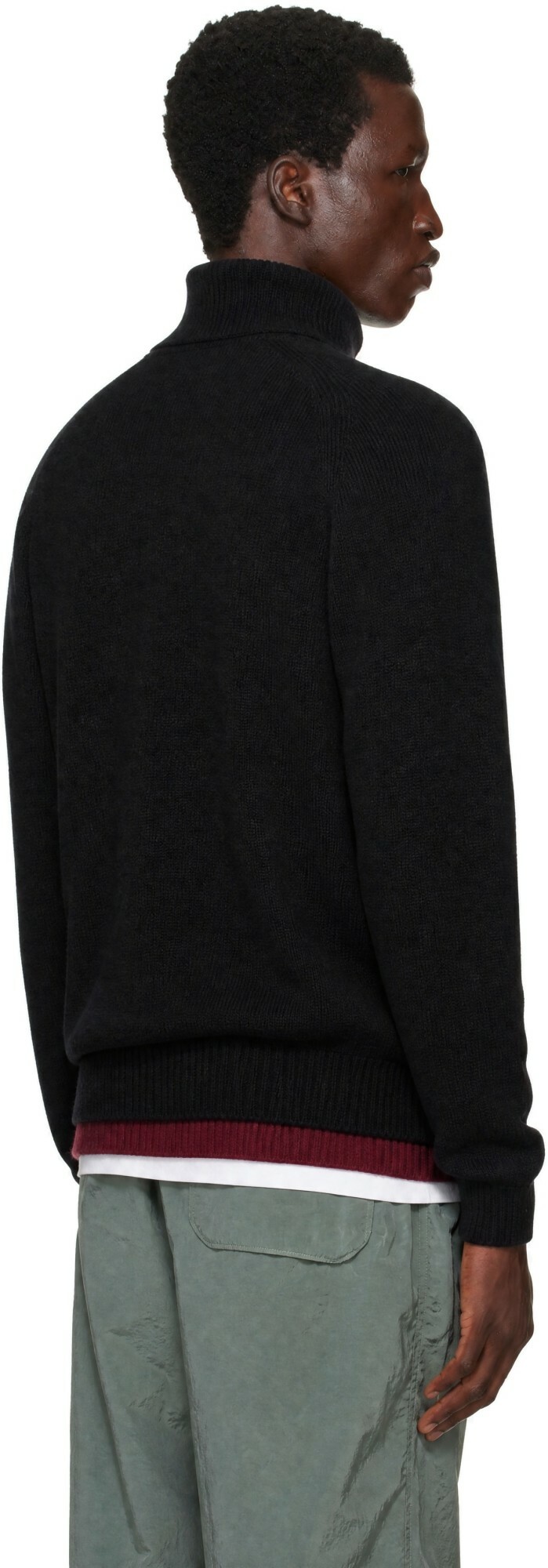 C.P. Company Black Lambswool GRS Half Button Sweater