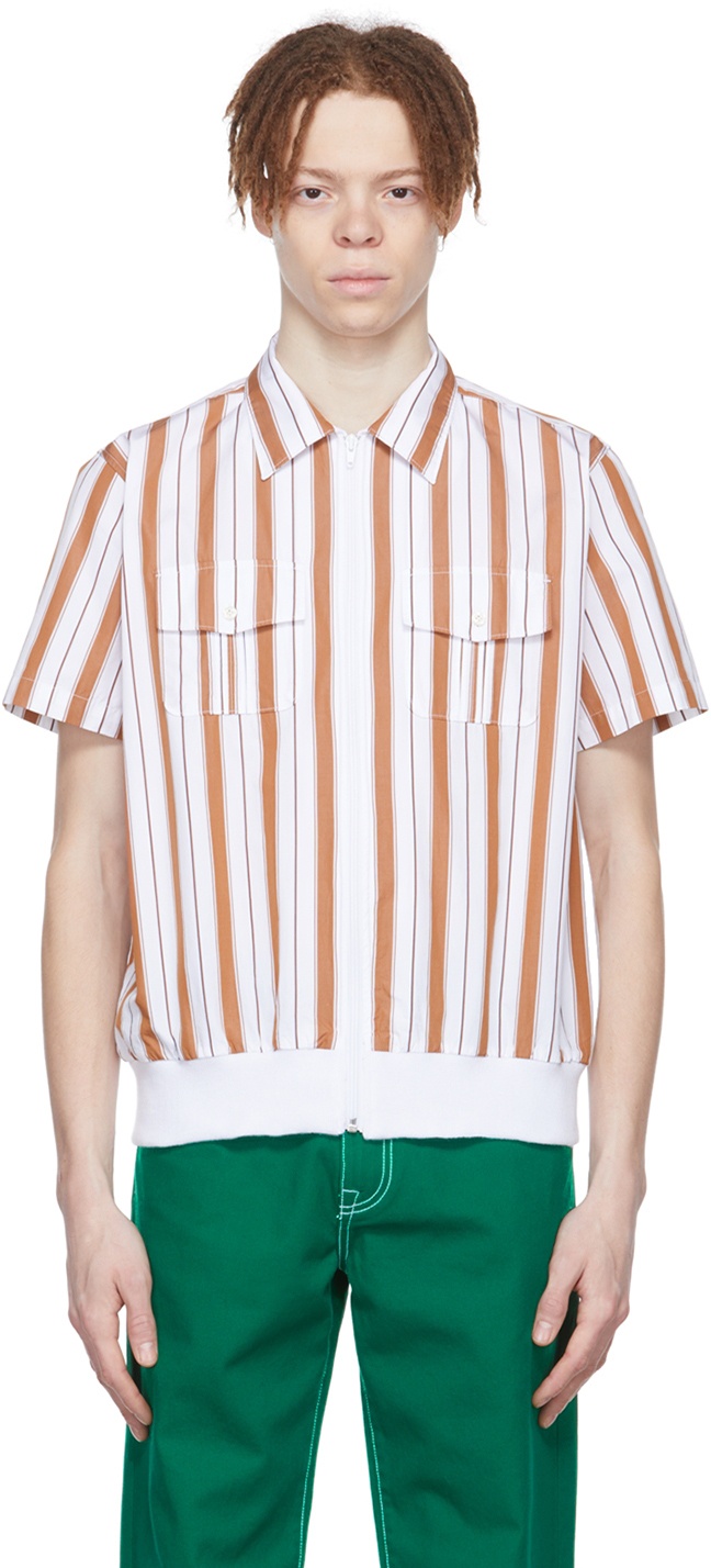 Noah Brown Cotton Stripe Shirt Noah NYC