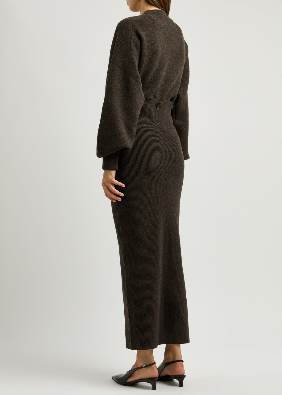 Nanushka Zothy Wool-blend Maxi Dress Dark Brown