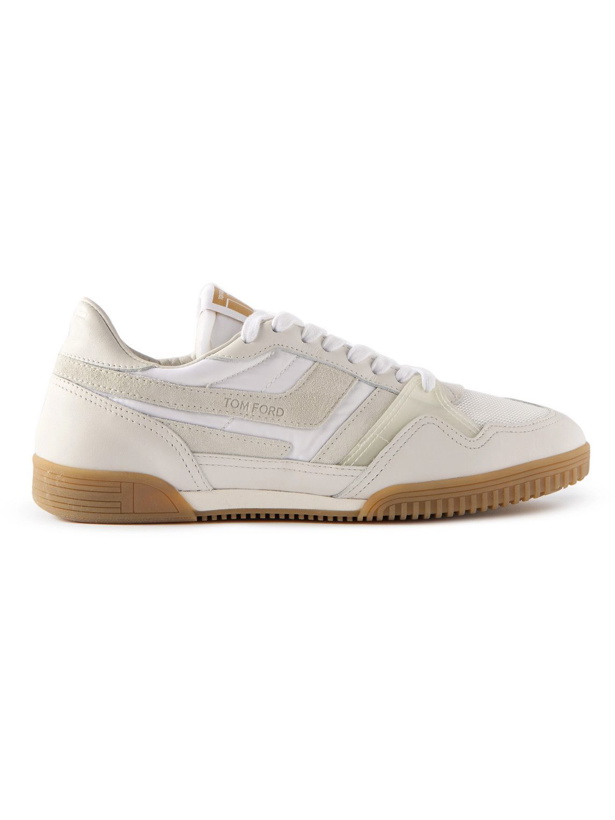 Photo: TOM FORD - Jackson Rubber-Trimmed Leather, Suede and Nylon Sneakers - White