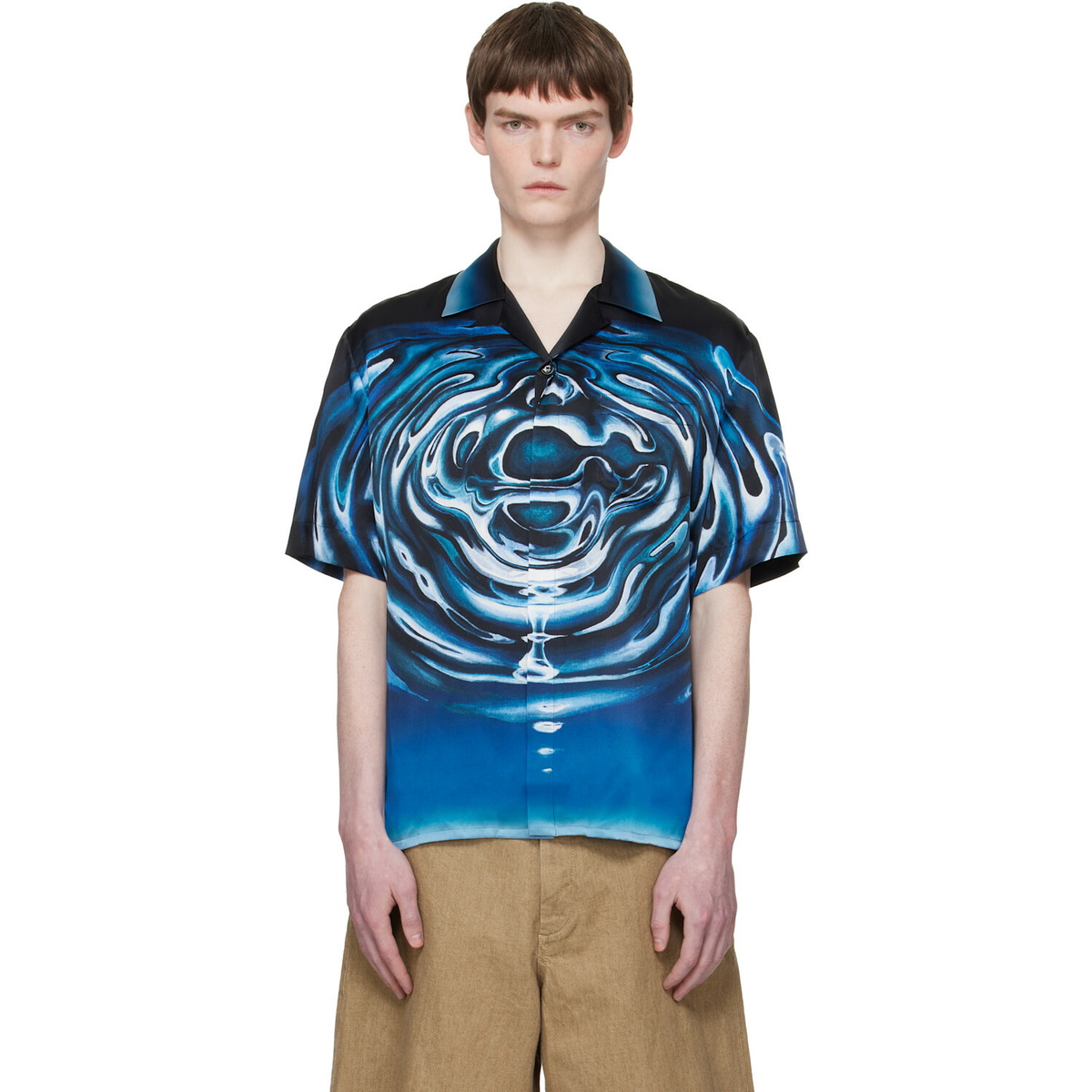 Casablanca Black & Blue Warped Logo Ripple Short Sleeve Shirt