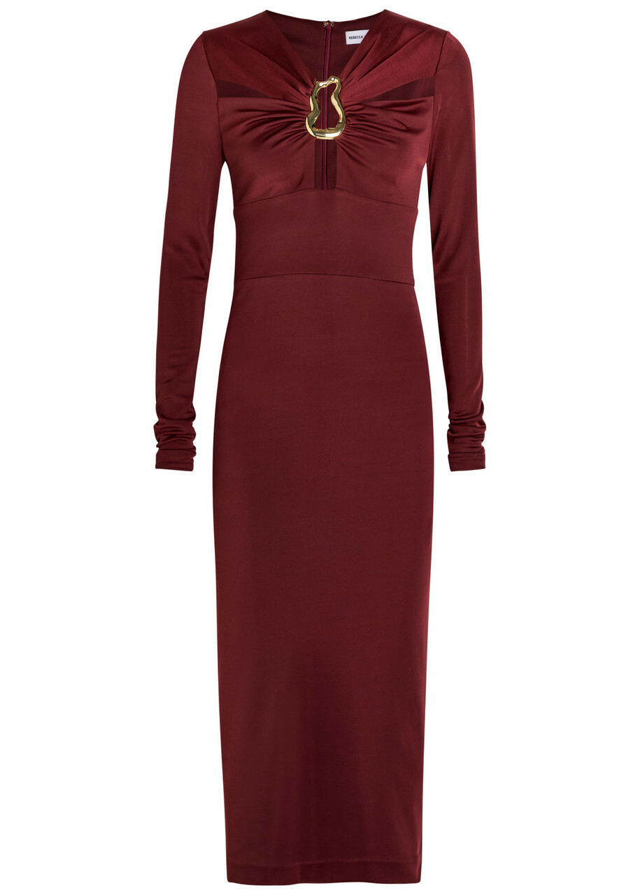Rebecca Vallance Micha Stretch-jersey Midi Dress Burgundy