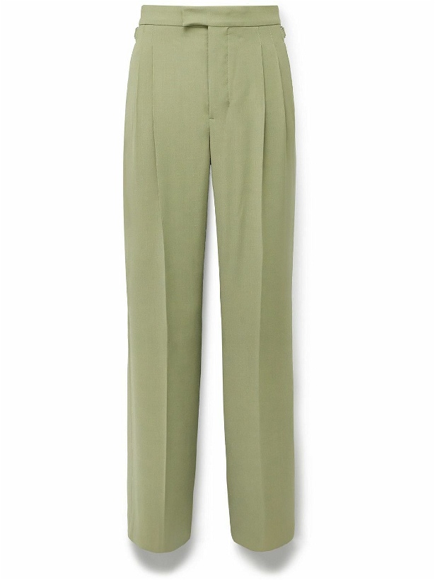 Photo: AMI PARIS - Straight-Leg Pleated Twill Suit Trousers - Green