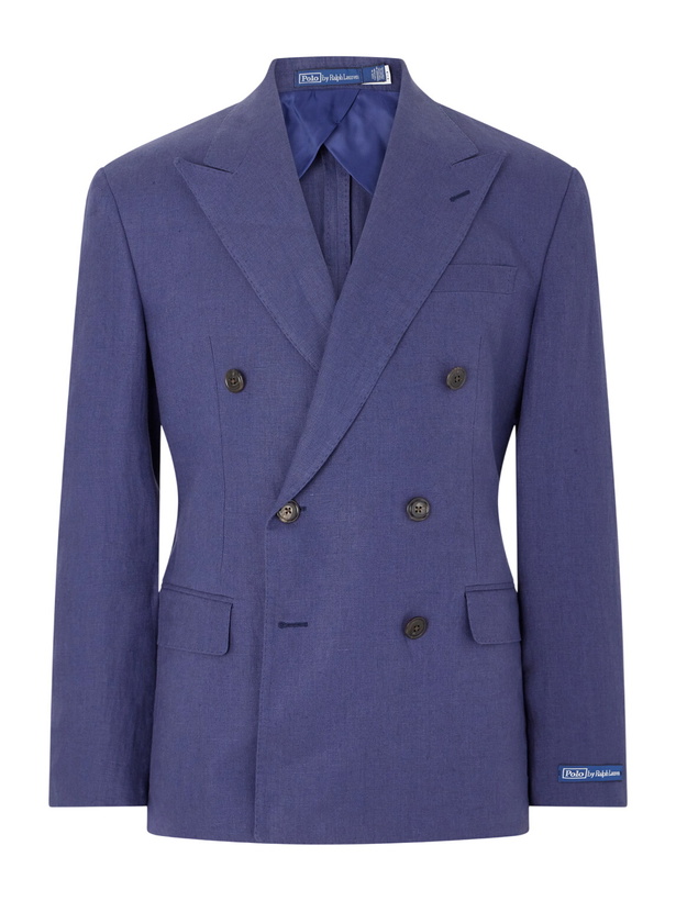 Photo: Polo Ralph Lauren - Double-Breasted Linen Suit Jacket - Blue
