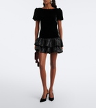 Rixo Anabella tiered velvet minidress