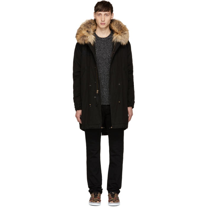 Photo: Mr and Mrs Italy Black and Brown Fur Long Parka 