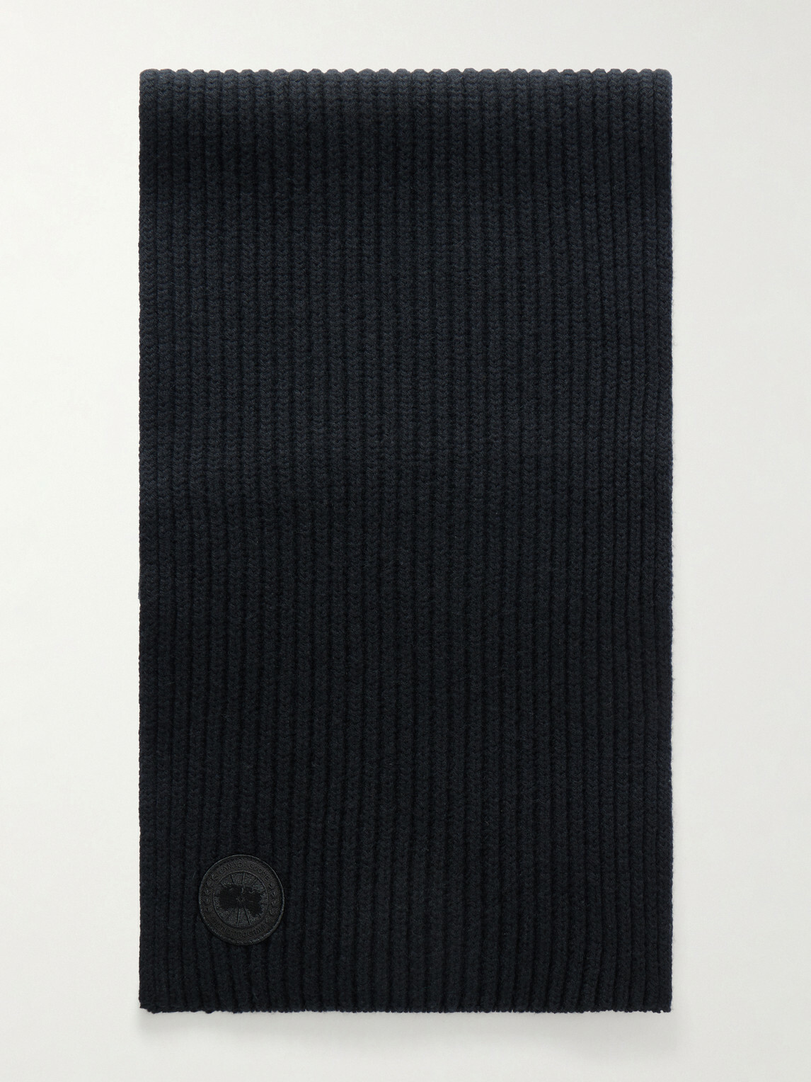 Canada Goose - Logo-Appliquéd Ribbed Wool and Cashmere-Blend Scarf - Black