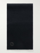 Canada Goose - Logo-Appliquéd Ribbed Wool and Cashmere-Blend Scarf - Black