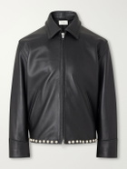 SECOND / LAYER - Rider Embellished Leather Jacket - Black