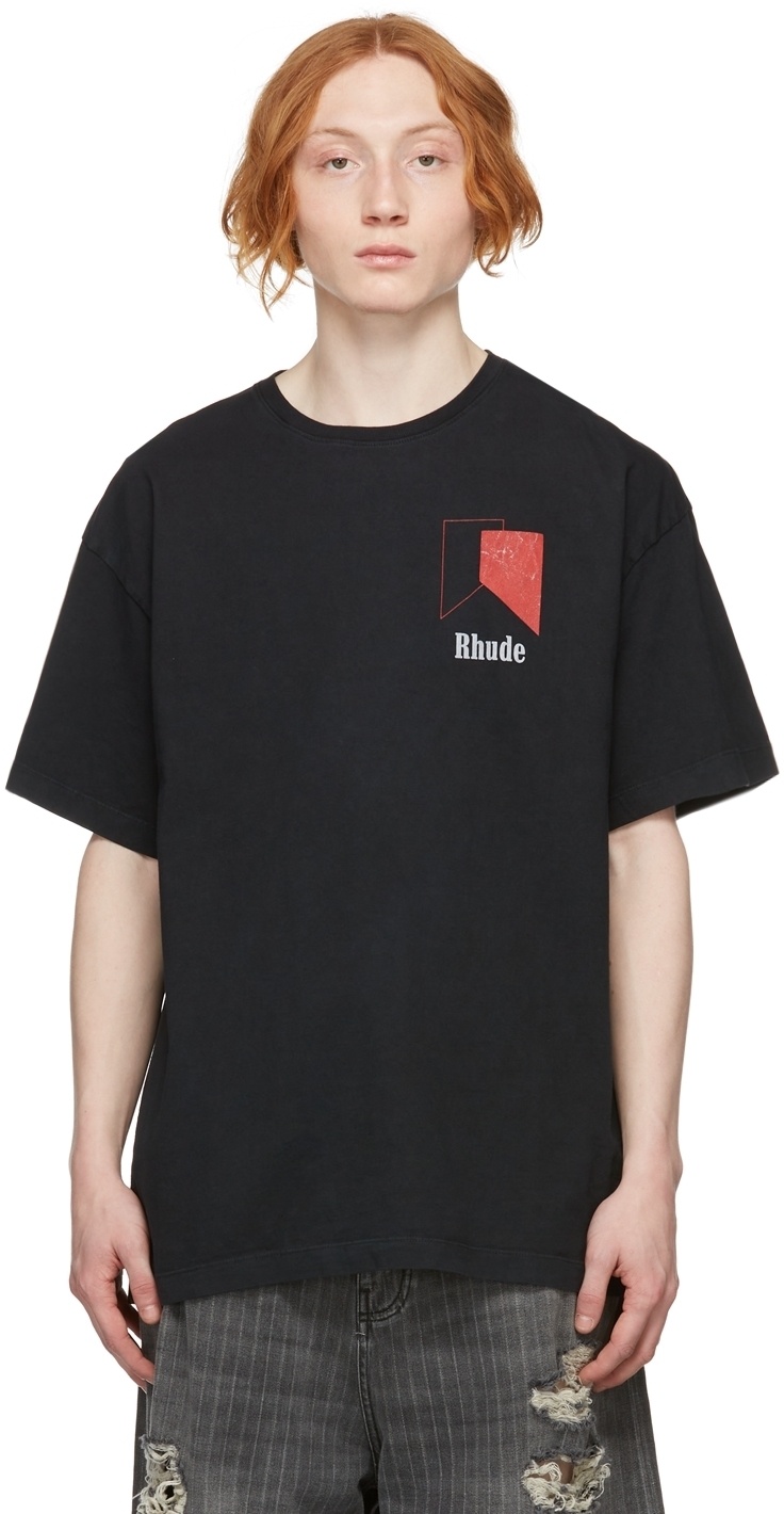 Rhude Black Track Logo T-Shirt Rhude