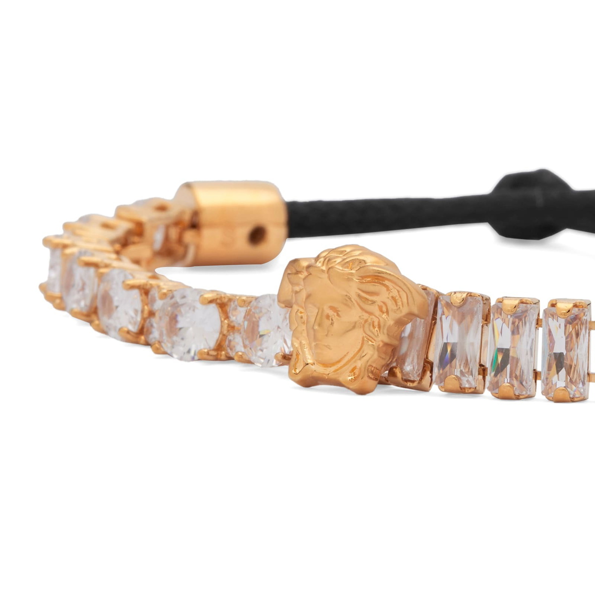 Versace Women's Waxed Cotton Bracelet in Versace Gold/Crystal Black