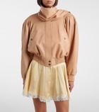 Chloé Scarf-detail cropped leather jacket