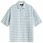 Nahmias Men's Plaid Cropped Short Sleeve Shirt in Steel Blue Plaid