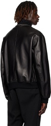 Jil Sander Black Zip-Up Leather Jacket