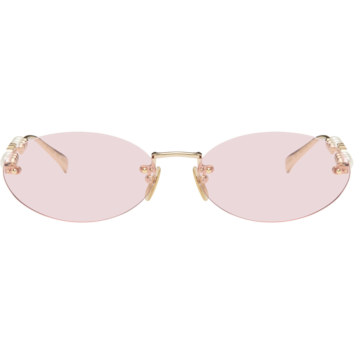 Gucci Gold Pearl Oval Frame Sunglasses