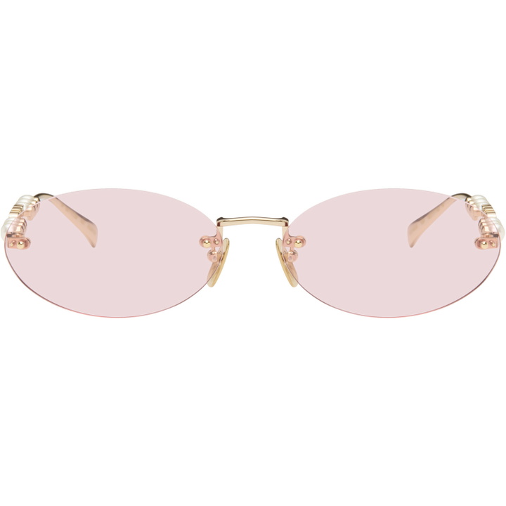 Photo: Gucci Gold Pearl Oval Frame Sunglasses