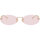 Gucci Gold Pearl Oval Frame Sunglasses