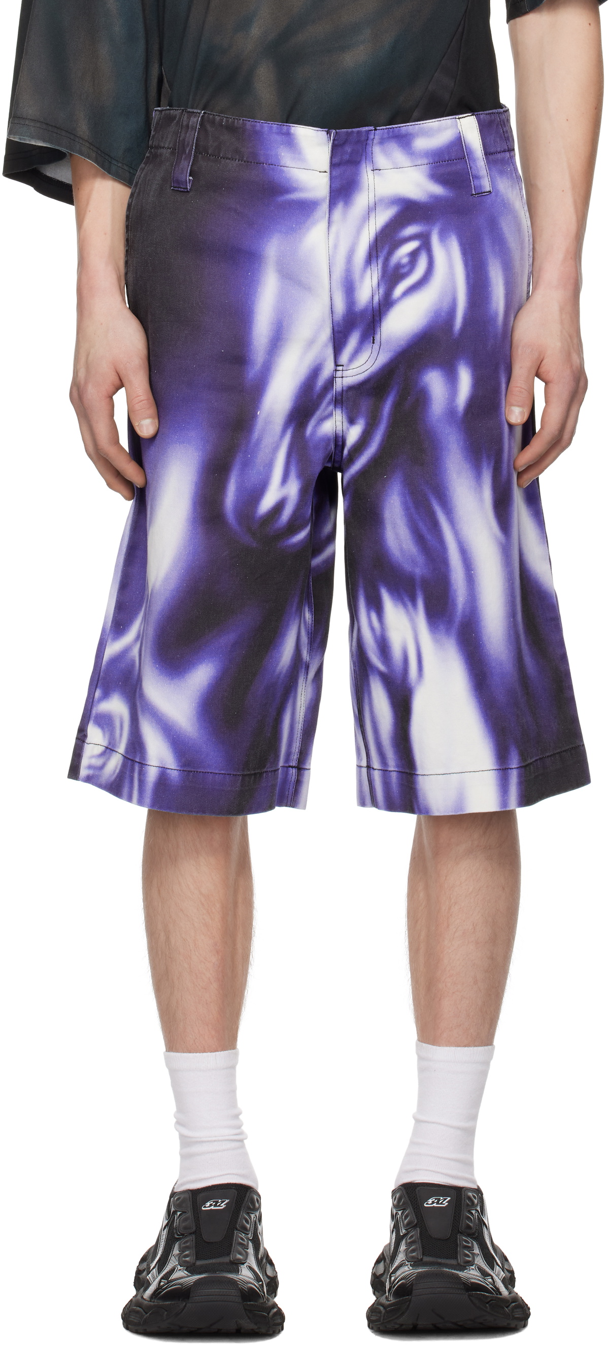 Gerrit Jacob Purple Printed Denim Shorts