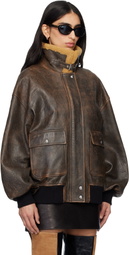 KHAITE Brown Sandor Leather Jacket