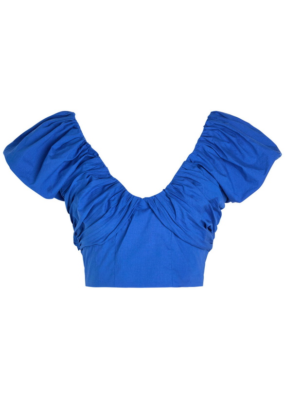 Photo: Sister Jane Diary Gathered Lyocell-blend top Blue