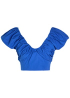 Sister Jane Diary Gathered Lyocell-blend top Blue