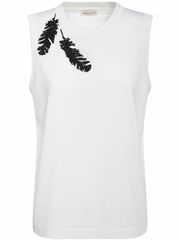 Photo: ALEXANDER MCQUEEN Embroidered Cotton Jersey Top