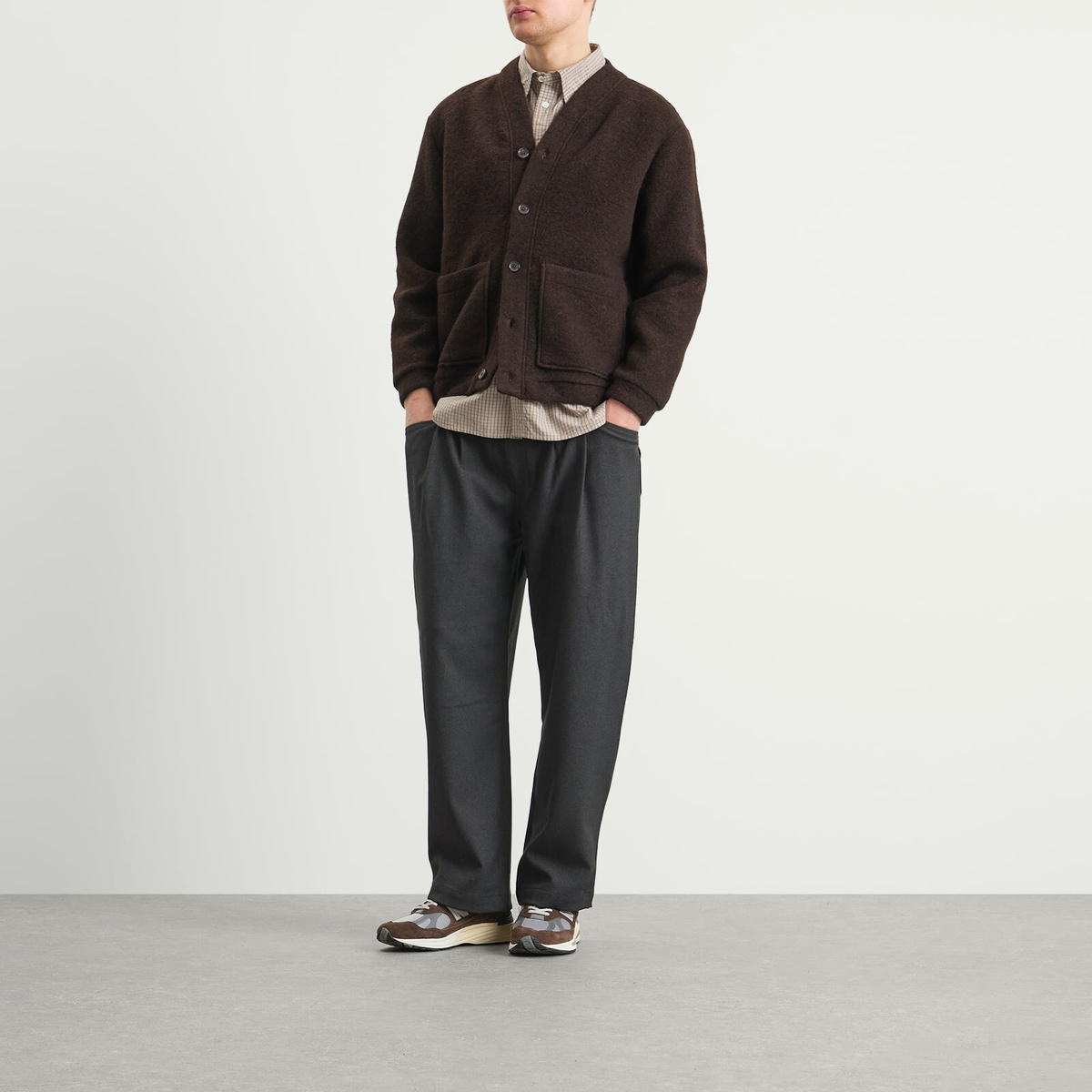 Universal Works Men's Presented by END. Wool Fleece Adv Cardigan in Brown