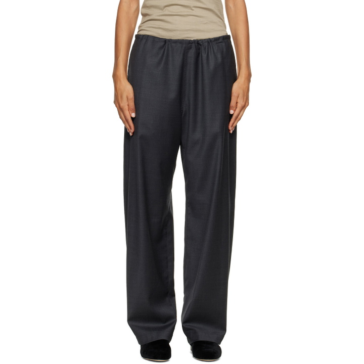 Photo: ssstein Gray Wool Silk Drawstring Easy Trousers